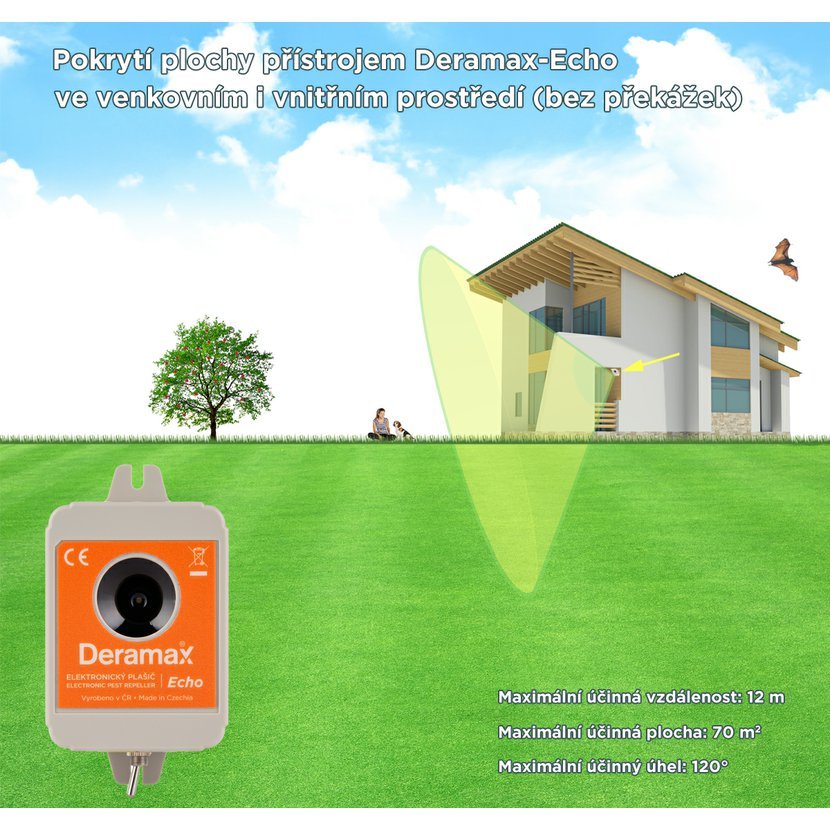 Deramax ECHO – odpuzovač netopýrů - dosah až 70 m²